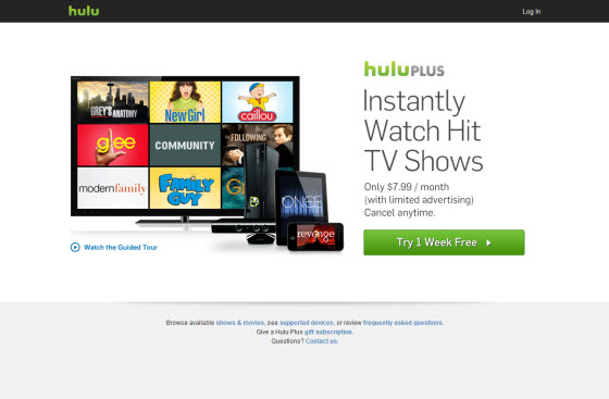 美国以外的Hulu Plus主页与Getflix合作